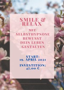 Smile & Relax: Mit Selbsthypnose bewusst dein Leben gestalten @ Online per Zoom